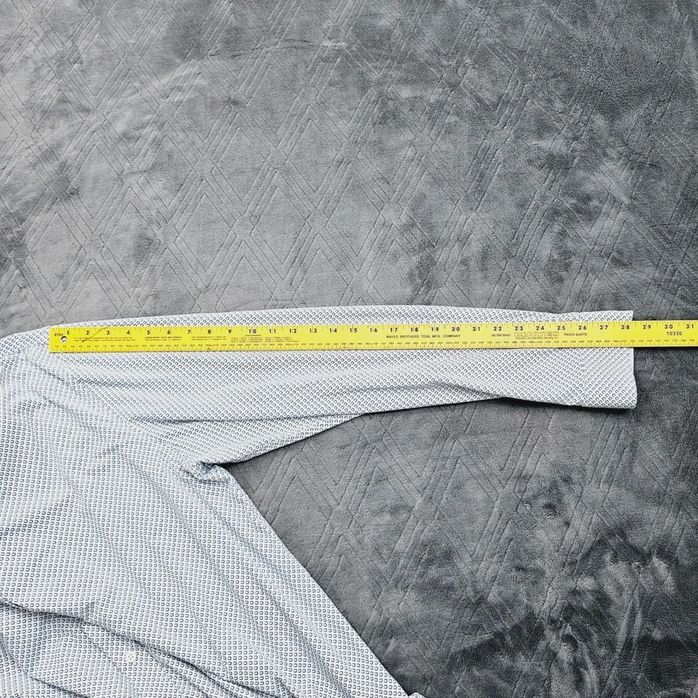 Buttercloth Button Up Shirt Mens 2XL White Blue Icy Cotton Geometric Regular Fit